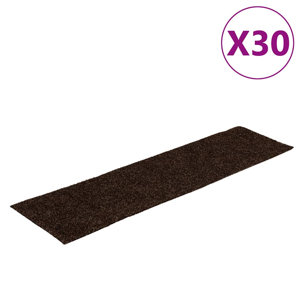 vidaXL Maty na schody samoprzylepne 30 szt. 76x20 cm Brązowe prostokątne