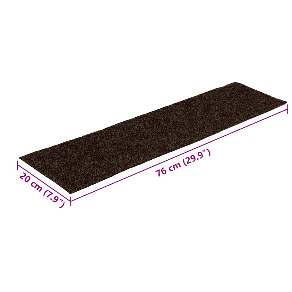 vidaXL Maty na schody samoprzylepne 30 szt. 76x20 cm Brązowe prostokątne