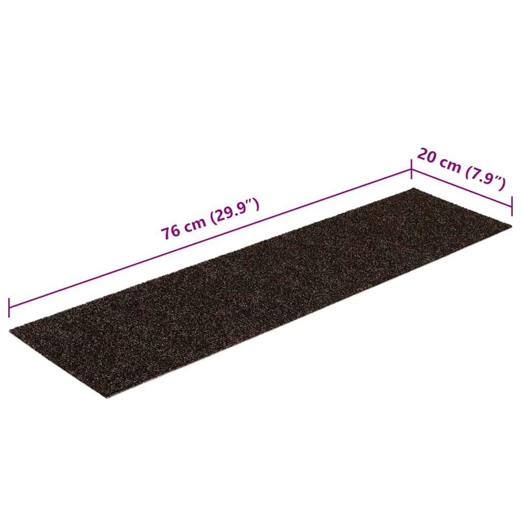 vidaXL Maty na schody samoprzylepne 30 szt. 76x20 cm Ciemnobrązowe prostokątne