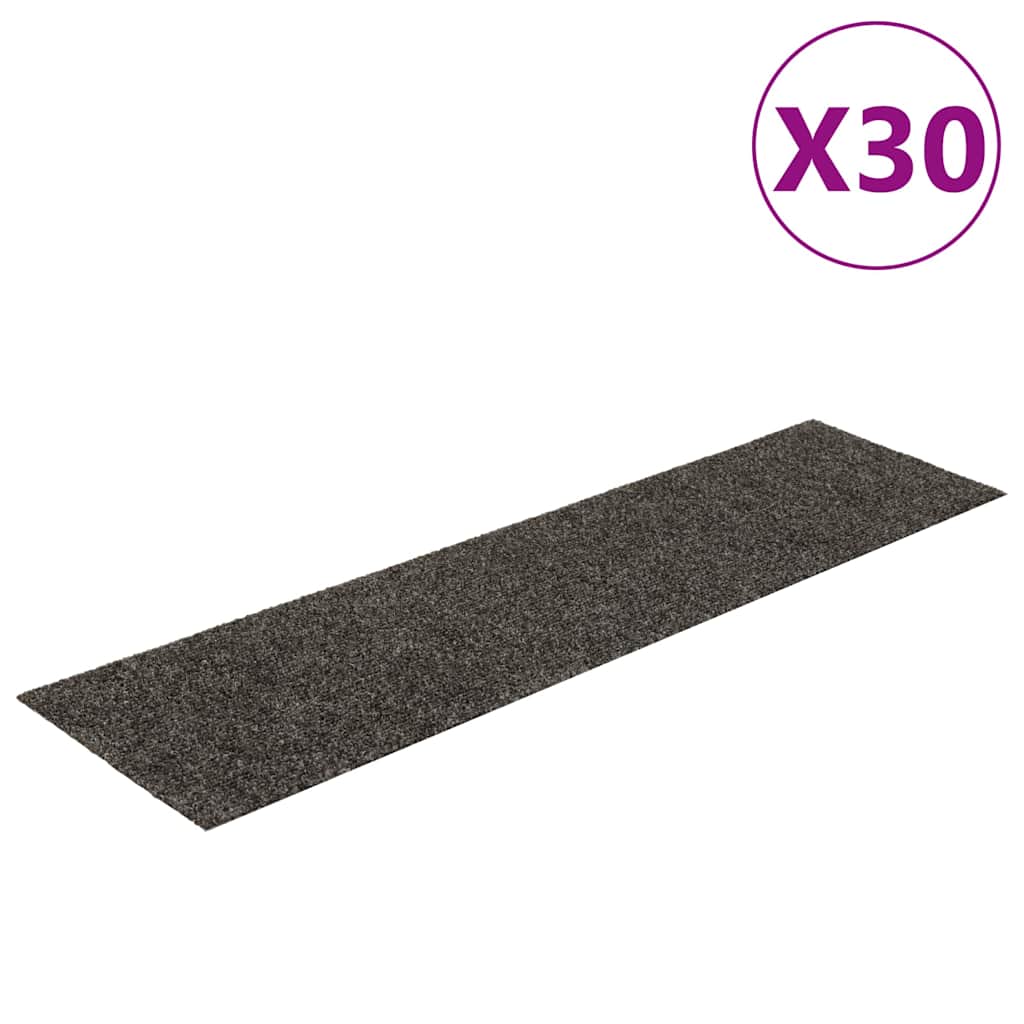 vidaXL Maty na schody samoprzylepne 30 szt. 76x20 cm Antracytowe prostokątne