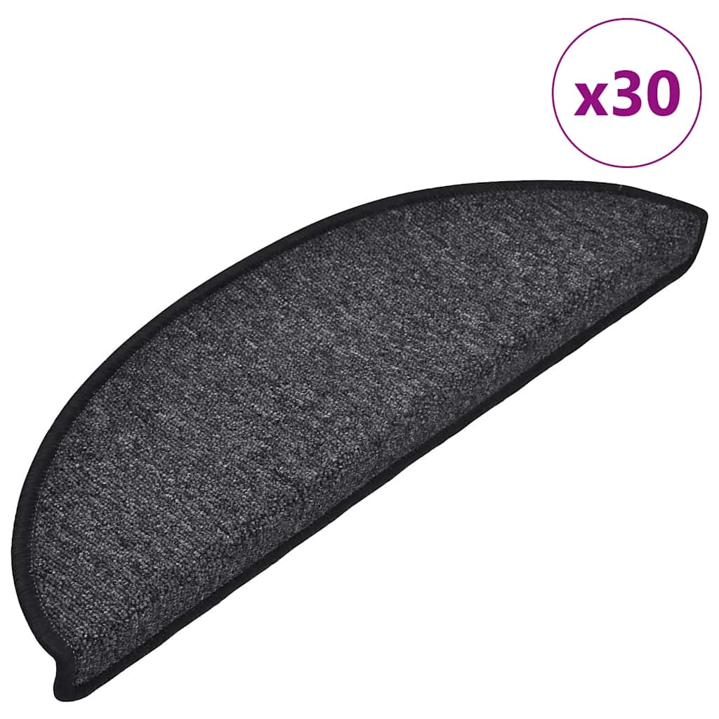 vidaXL Maty na schody 30 szt. 56x17x3 cm Antracyt Półokrągłe