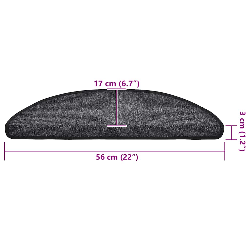 vidaXL Maty na schody 30 szt. 56x17x3 cm Antracyt Półokrągłe