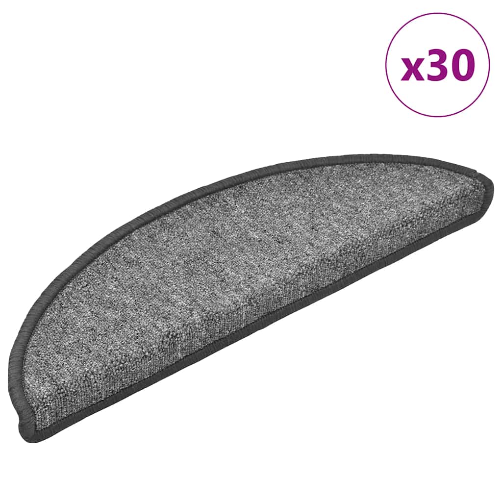vidaXL Maty na schody 30 szt. 56x17x3 cm Ciemnoszary Półokrągły