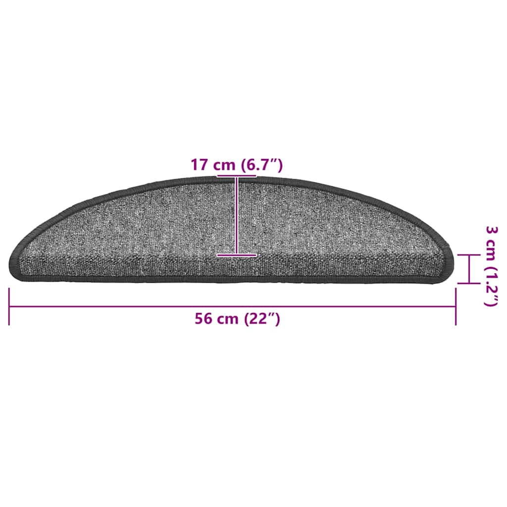 vidaXL Maty na schody 30 szt. 56x17x3 cm Ciemnoszary Półokrągły