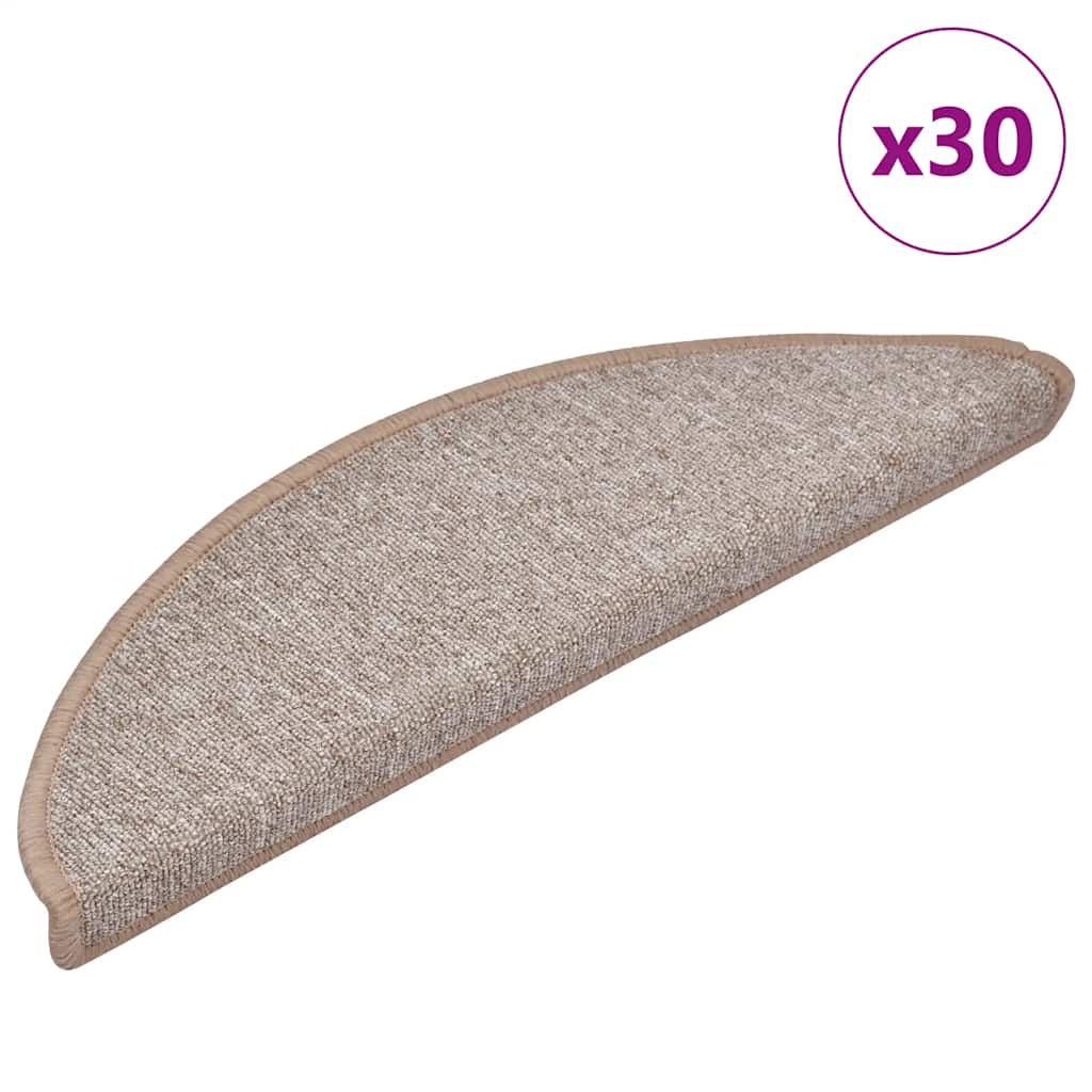 vidaXL Maty na schody 30 szt. 56x17x3 cm Jasnobrązowe półokrągłe