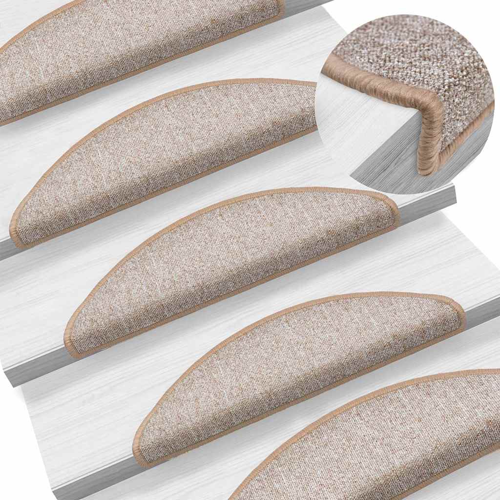 vidaXL Maty na schody 30 szt. 56x17x3 cm Jasnobrązowe półokrągłe