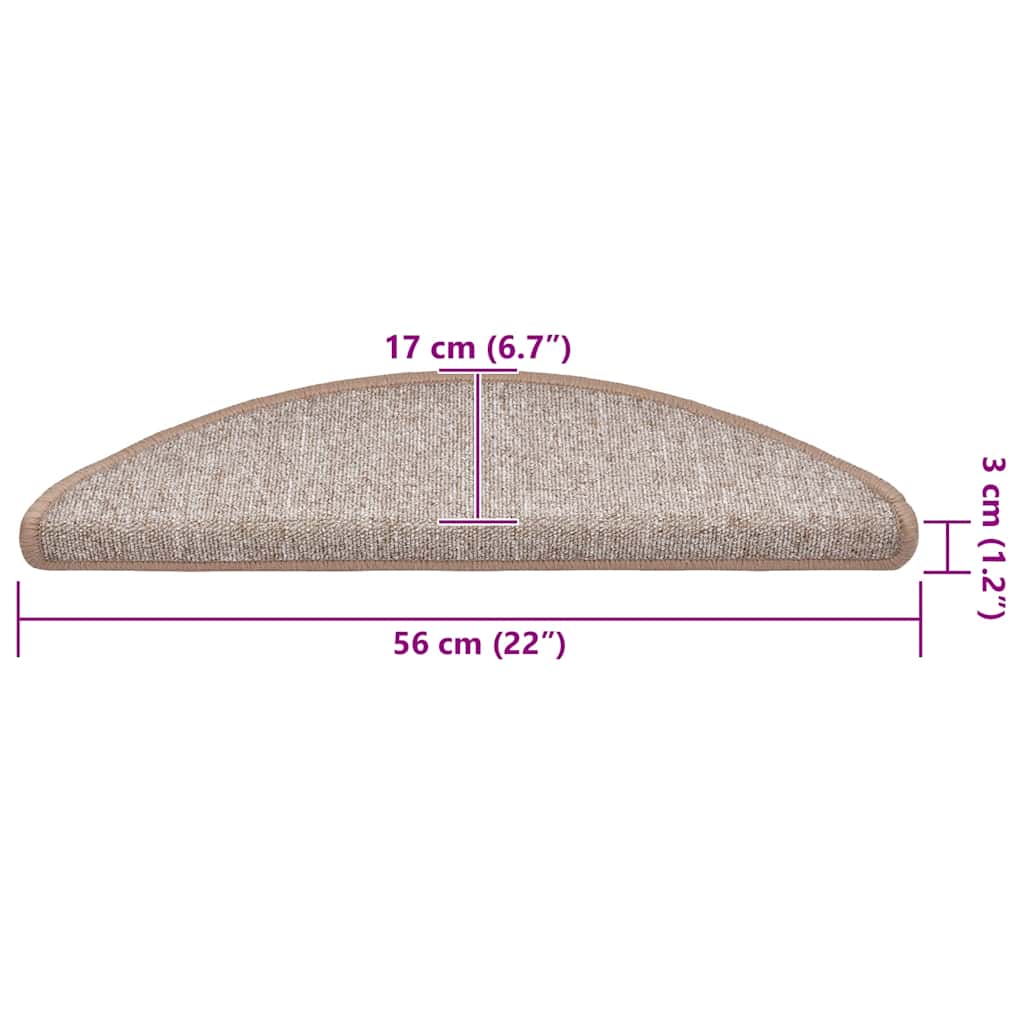 vidaXL Maty na schody 30 szt. 56x17x3 cm Jasnobrązowe półokrągłe
