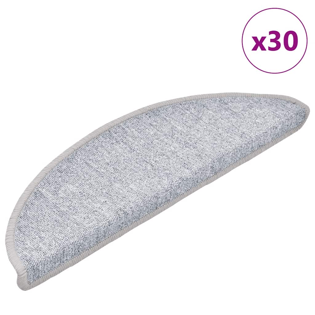 vidaXL Maty na schody 30 szt. 56x17x3 cm Jasnoszare półokrągłe
