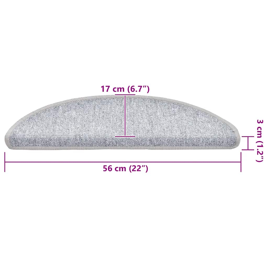 vidaXL Maty na schody 30 szt. 56x17x3 cm Jasnoszare półokrągłe