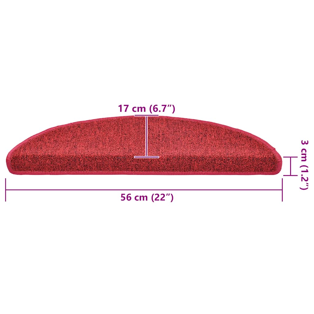 vidaXL Maty na schody 30 szt. 56x17x3 cm Czerwone Półokrągłe