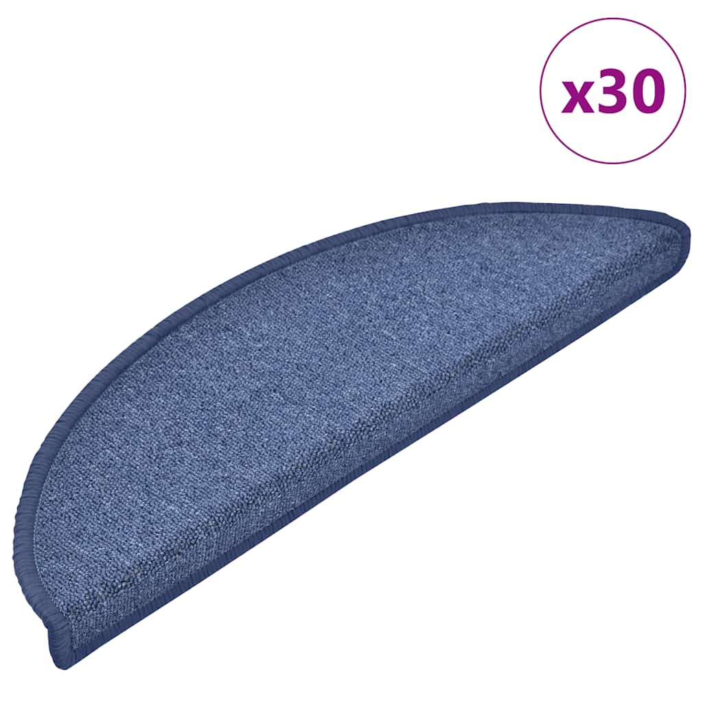 vidaXL Maty na schody 30 szt. 56x17x3 cm Niebieskie półokrągłe