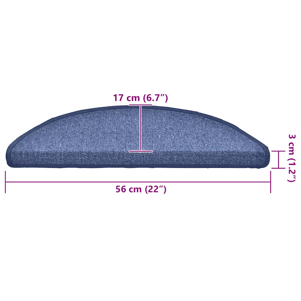 vidaXL Maty na schody 30 szt. 56x17x3 cm Niebieskie półokrągłe