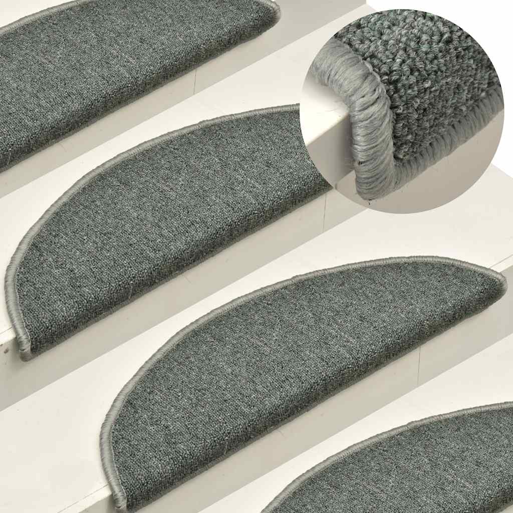 vidaXL Maty na schody 30 szt. 56x17x3 cm Ciemnozielone półokrągłe