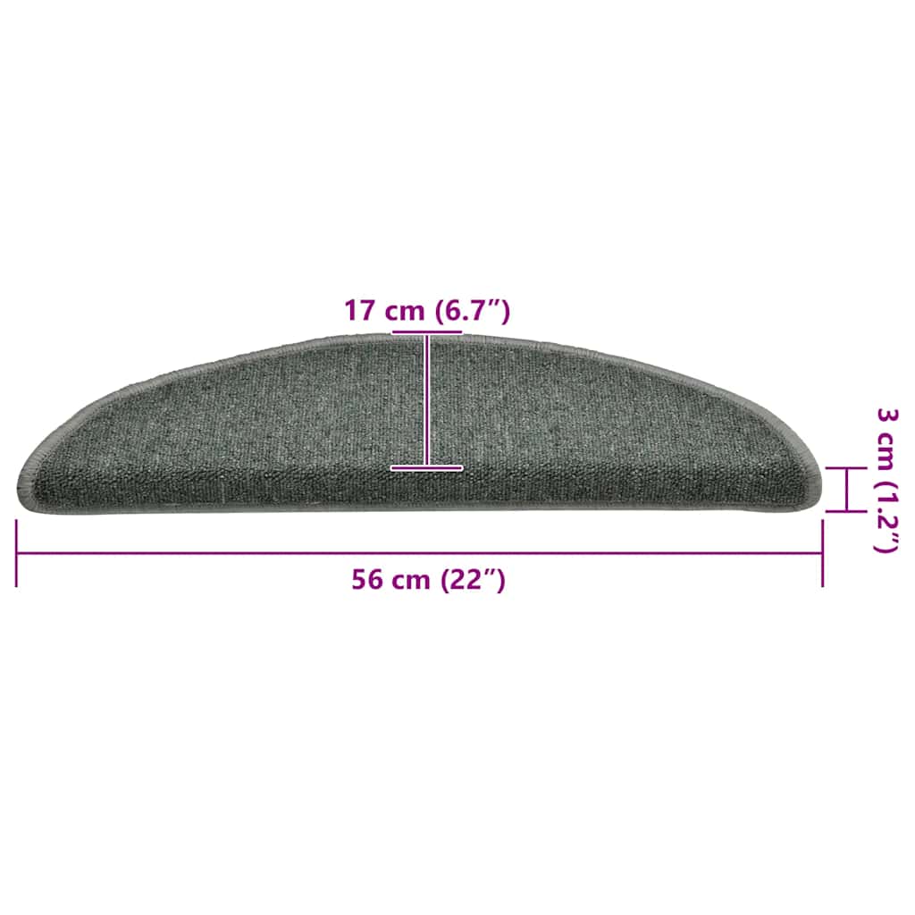 vidaXL Maty na schody 30 szt. 56x17x3 cm Ciemnozielone półokrągłe