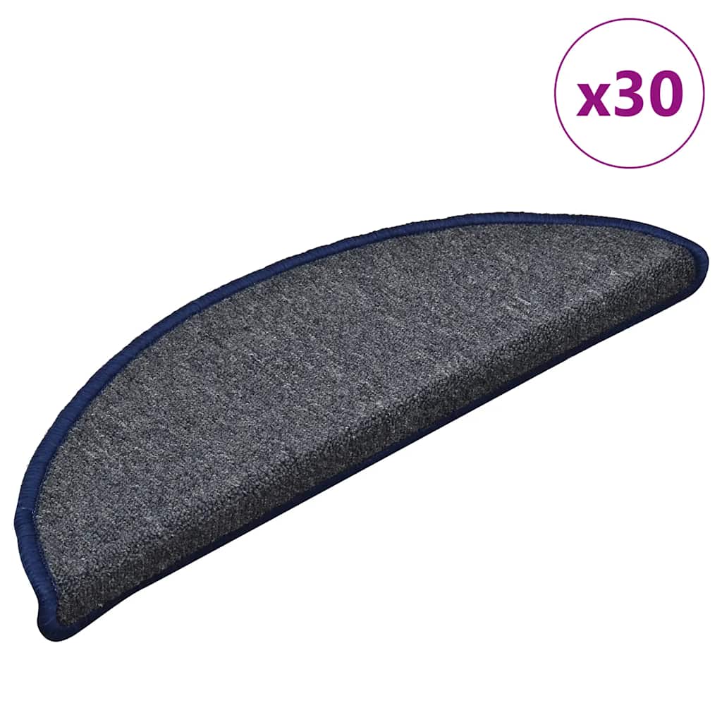 vidaXL Maty na schody 30 szt. 56x17x3 cm Ciemnoszare i niebieskie półokrągłe