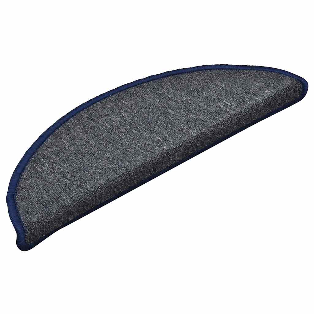 vidaXL Maty na schody 30 szt. 56x17x3 cm Ciemnoszare i niebieskie półokrągłe