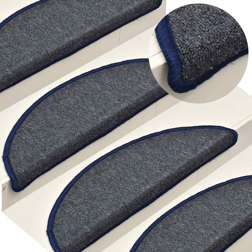 vidaXL Maty na schody 30 szt. 56x17x3 cm Ciemnoszare i niebieskie półokrągłe