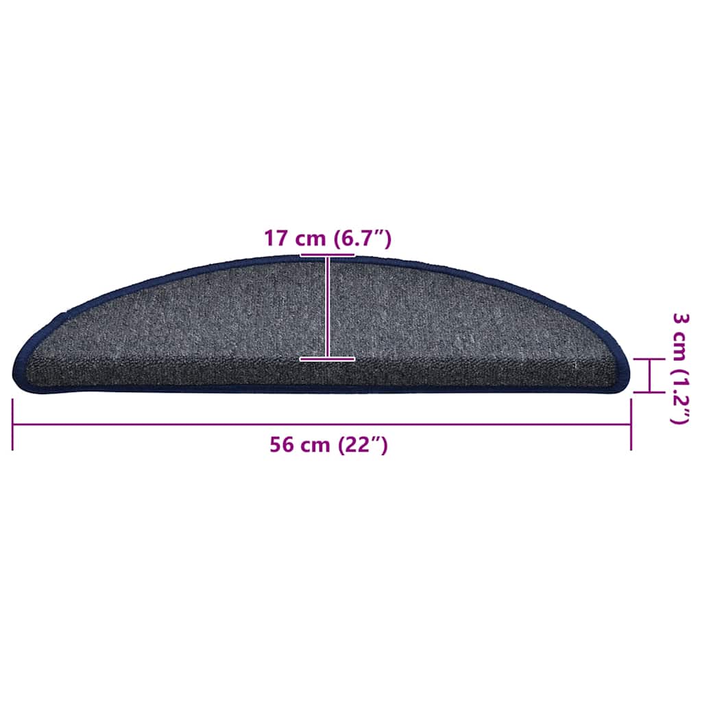 vidaXL Maty na schody 30 szt. 56x17x3 cm Ciemnoszare i niebieskie półokrągłe