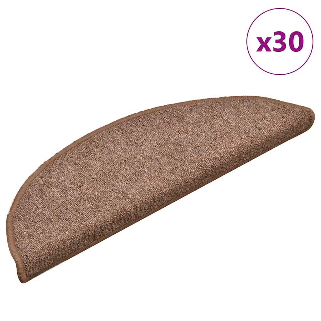 vidaXL Maty na schody 30 szt. 56x17x3 cm Brązowe półokrągłe