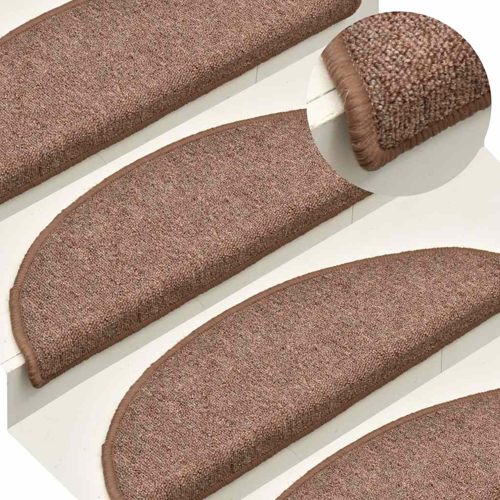 vidaXL Maty na schody 30 szt. 56x17x3 cm Brązowe półokrągłe