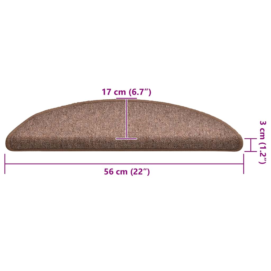 vidaXL Maty na schody 30 szt. 56x17x3 cm Brązowe półokrągłe