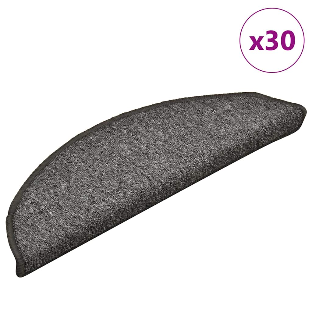 vidaXL Maty na schody 30 szt. 56x17x3 cm Ciemnoszary Półokrągły