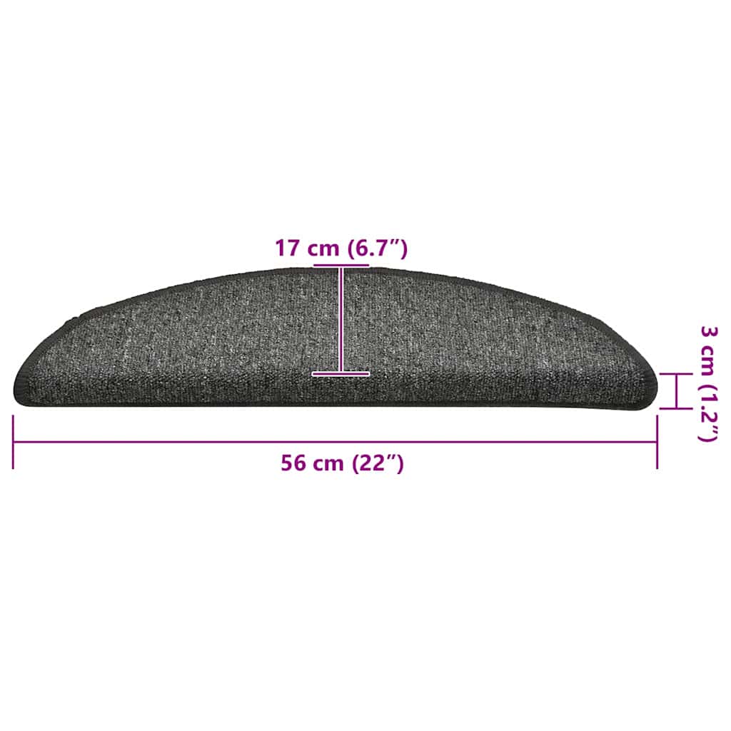 vidaXL Maty na schody 30 szt. 56x17x3 cm Ciemnoszary Półokrągły