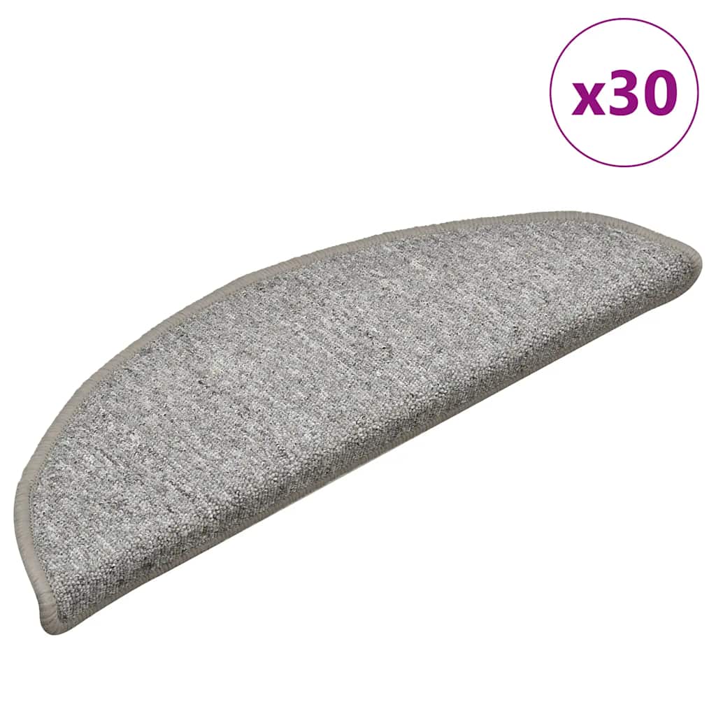 vidaXL Maty na schody 30 szt. 56x17x3 cm Jasnoszare półokrągłe