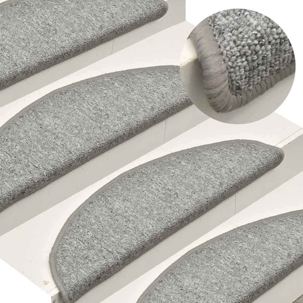 vidaXL Maty na schody 30 szt. 56x17x3 cm Jasnoszare półokrągłe