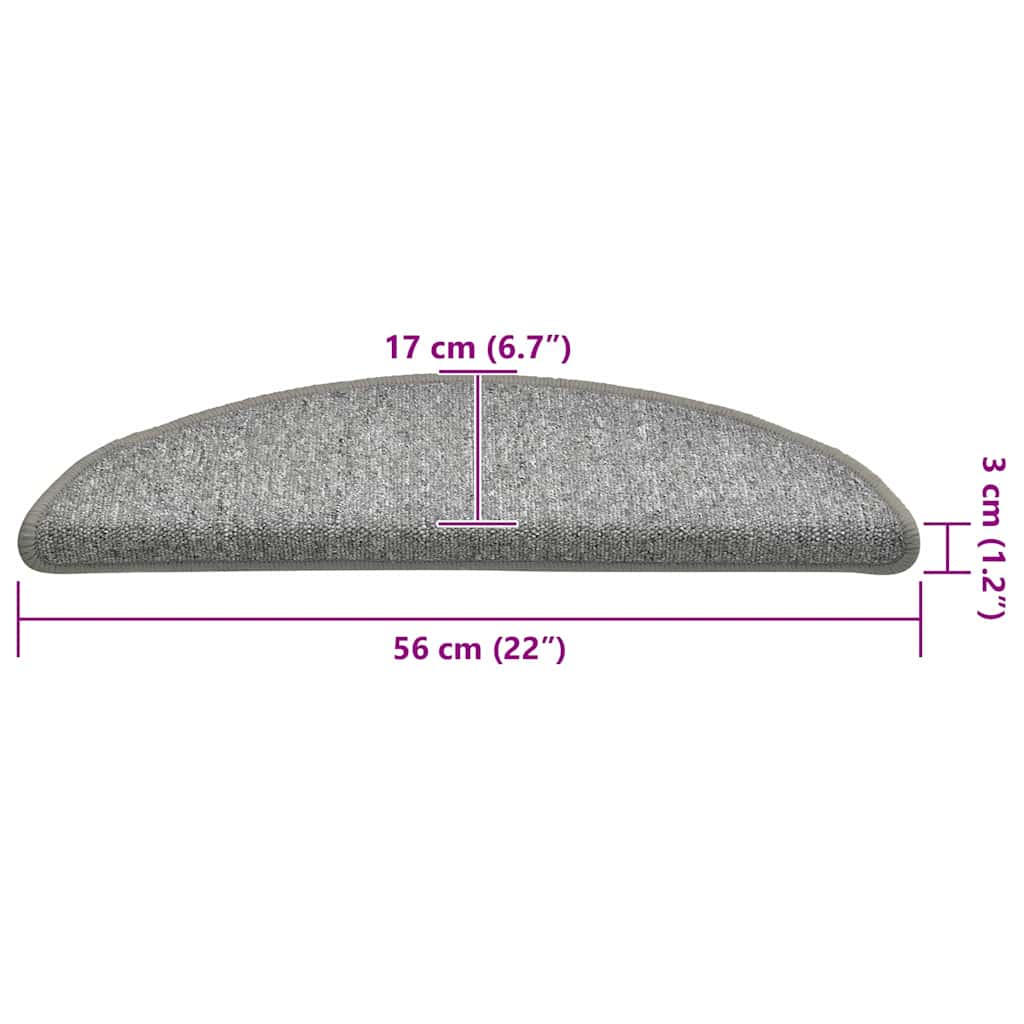 vidaXL Maty na schody 30 szt. 56x17x3 cm Jasnoszare półokrągłe
