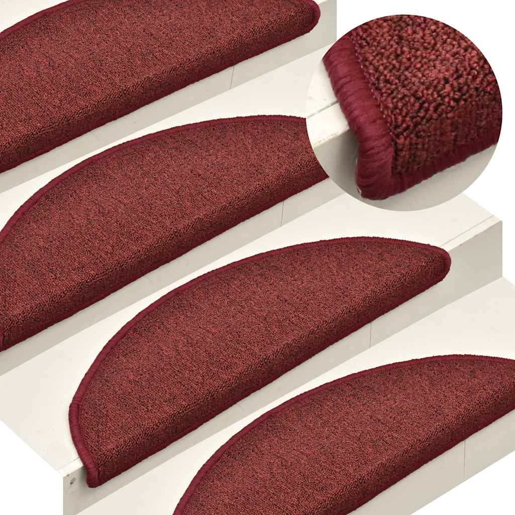 vidaXL Maty na schody 30 szt. 56x17x3 cm Bordeaux Półokrągłe