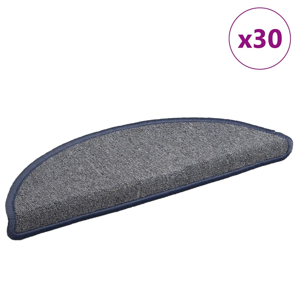 vidaXL Maty na schody 30 szt. 56x17x3 cm, jasnoszare i niebieskie, półokrągłe