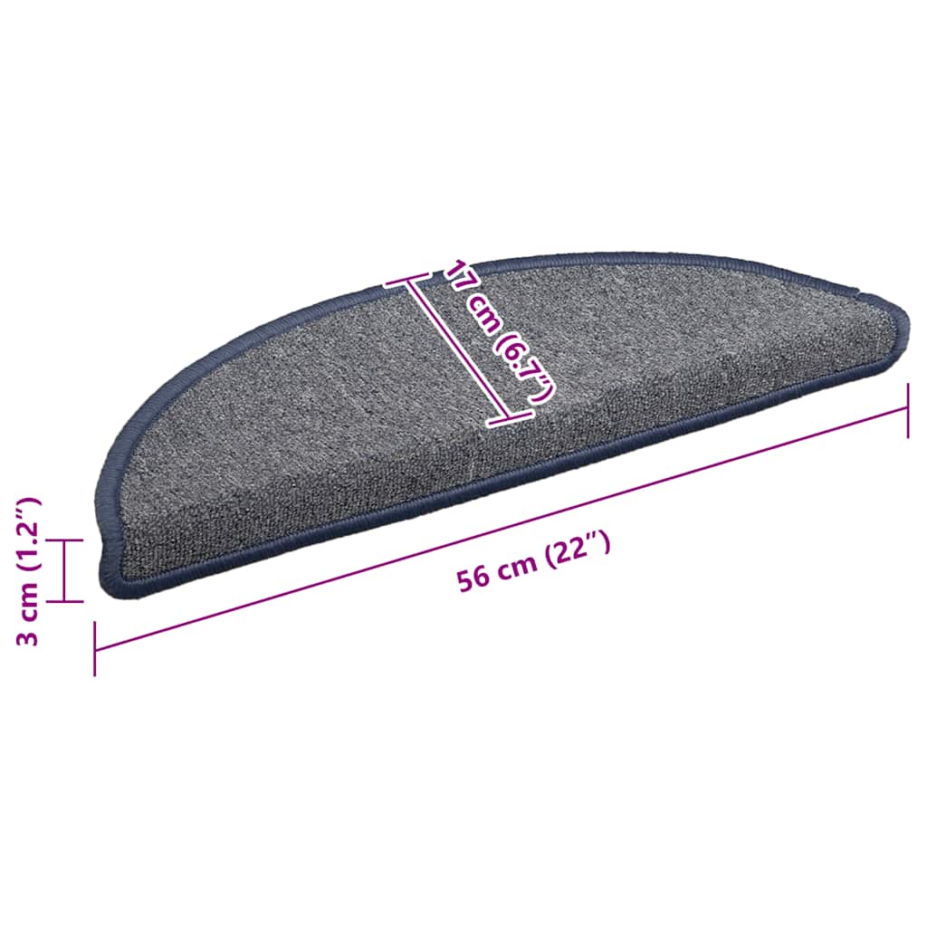 vidaXL Maty na schody 30 szt. 56x17x3 cm, jasnoszare i niebieskie, półokrągłe
