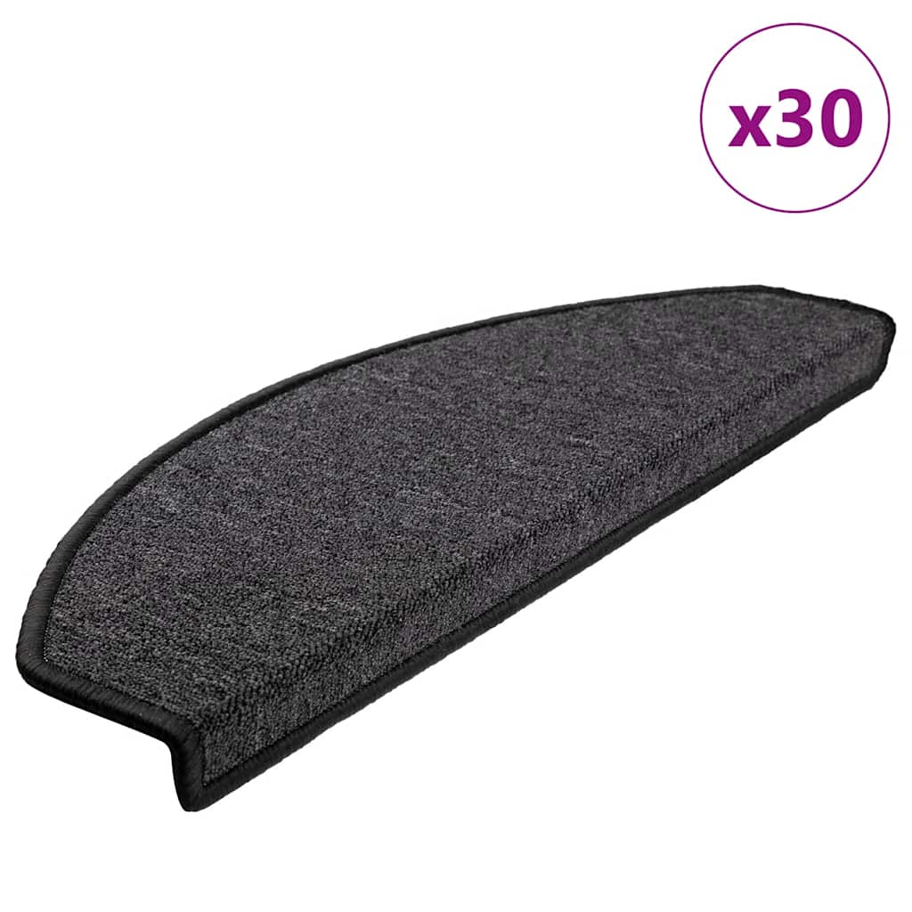 vidaXL Maty na schody 30 szt. 65x24x4 cm Antracytowe półokrągłe duże