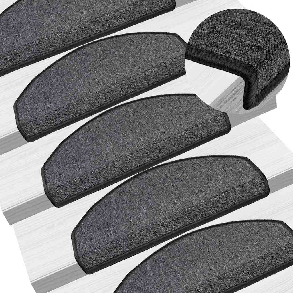 vidaXL Maty na schody 30 szt. 65x24x4 cm Antracytowe półokrągłe duże