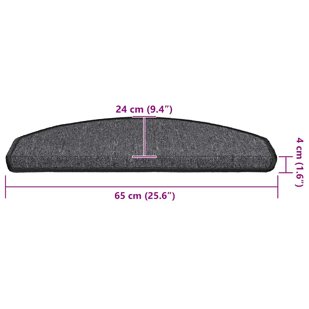 vidaXL Maty na schody 30 szt. 65x24x4 cm Antracytowe półokrągłe duże