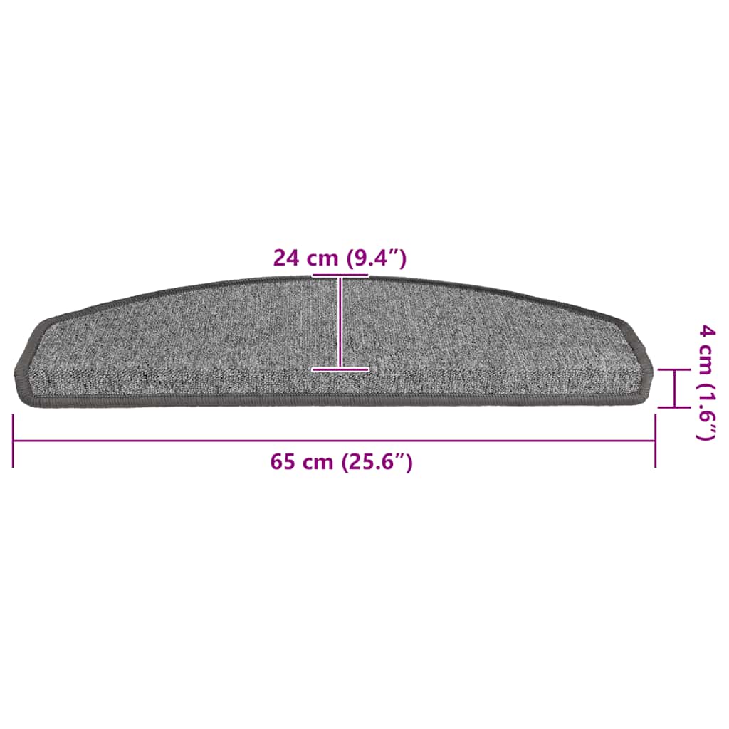 vidaXL Maty na schody 30 szt. 65x24x4 cm Ciemnoszary Półokrągły Duży