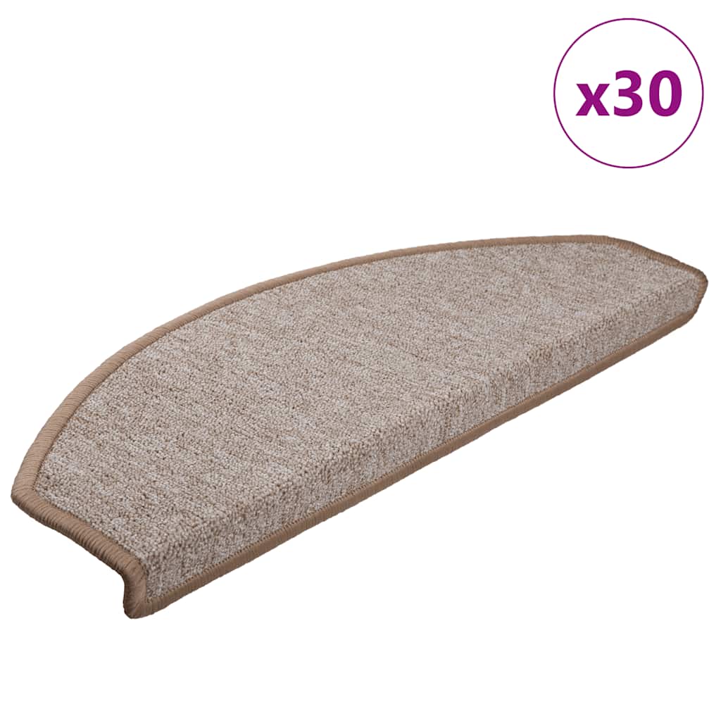 vidaXL Maty na schody 30 szt. 65x24x4 cm Jasnobrązowe, półokrągłe, duże