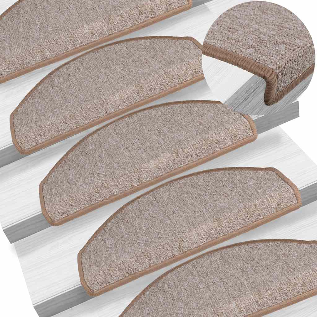 vidaXL Maty na schody 30 szt. 65x24x4 cm Jasnobrązowe, półokrągłe, duże