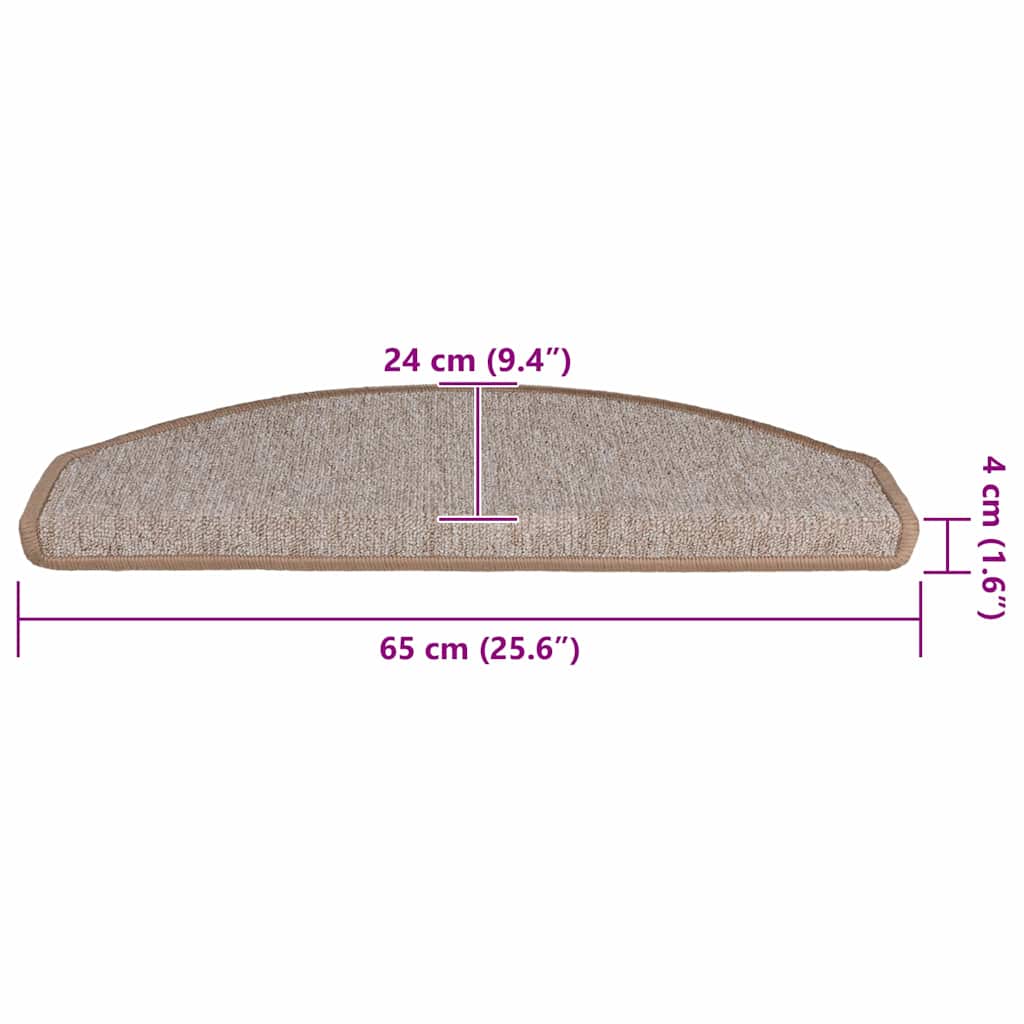 vidaXL Maty na schody 30 szt. 65x24x4 cm Jasnobrązowe, półokrągłe, duże
