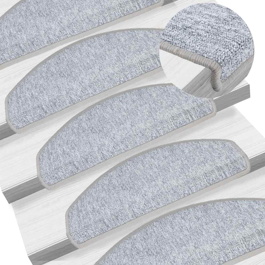 vidaXL Maty na schody 30 szt. 65x24x4 cm Jasnoszare Półokrągłe Duże