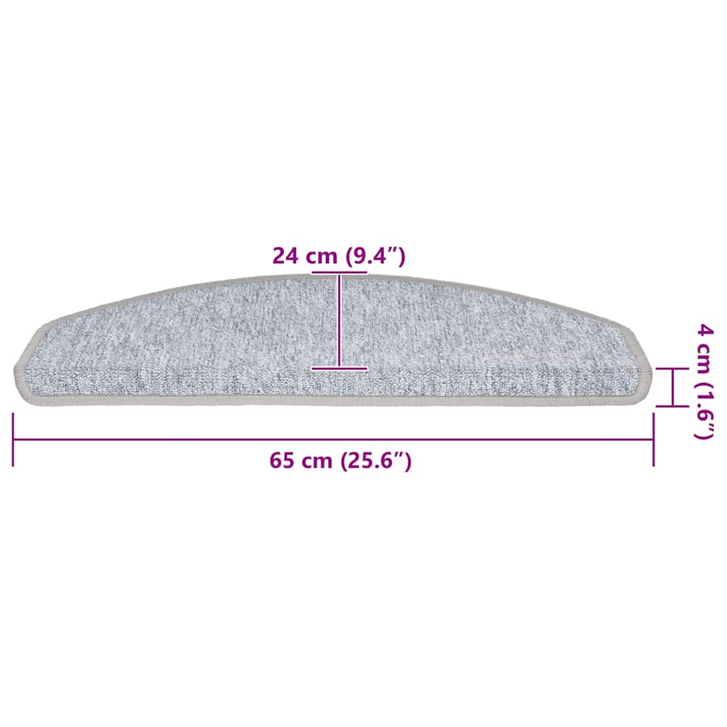 vidaXL Maty na schody 30 szt. 65x24x4 cm Jasnoszare Półokrągłe Duże