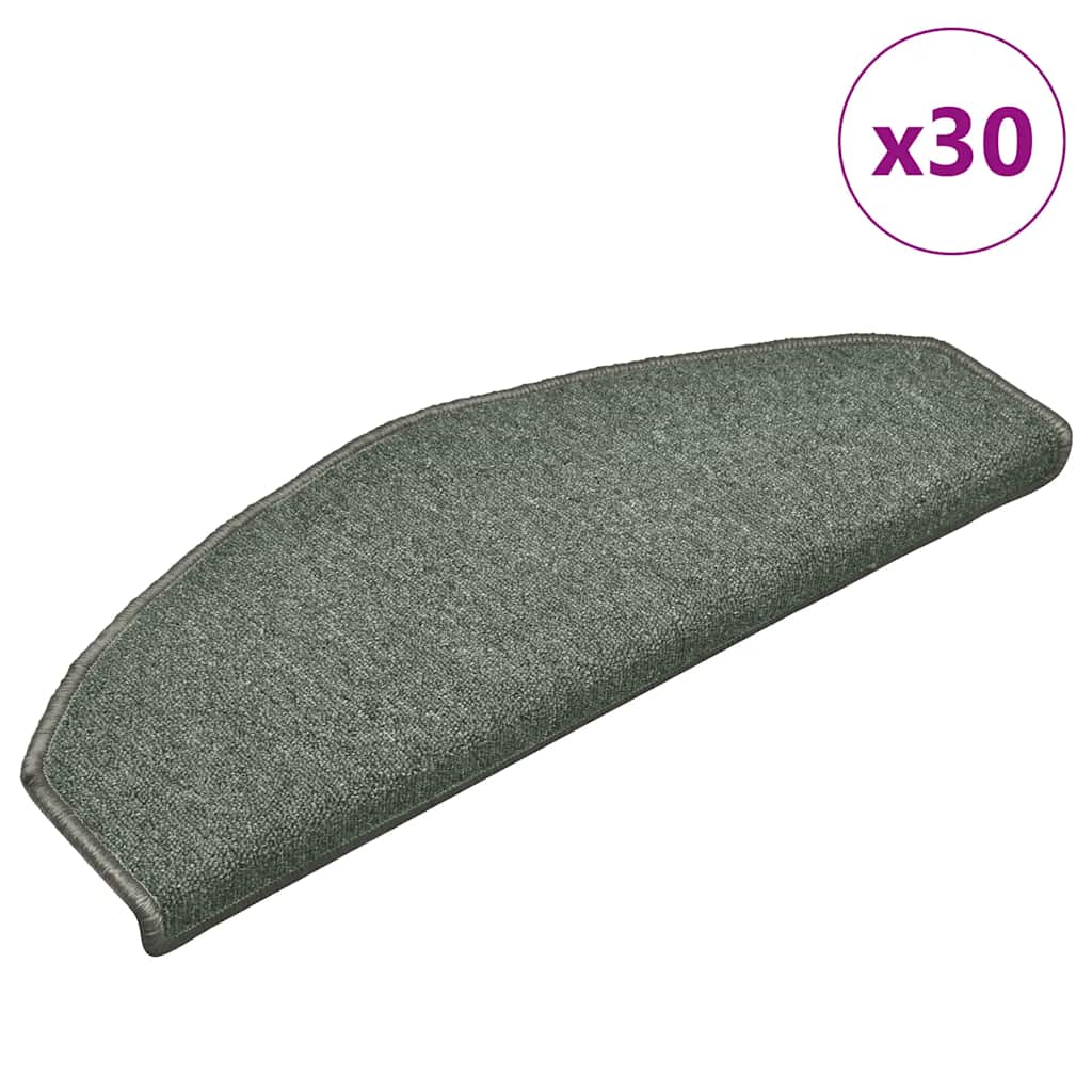 vidaXL Maty na schody 30 szt. 65x24x4 cm Ciemnozielone Półokrągłe Duże