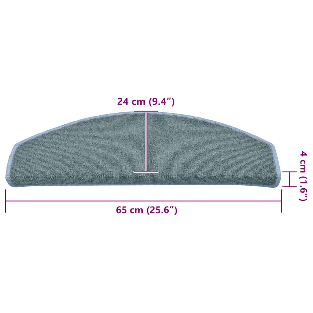 vidaXL Maty na schody 30 szt. 65x24x4 cm, niebieskie, półokrągłe, duże