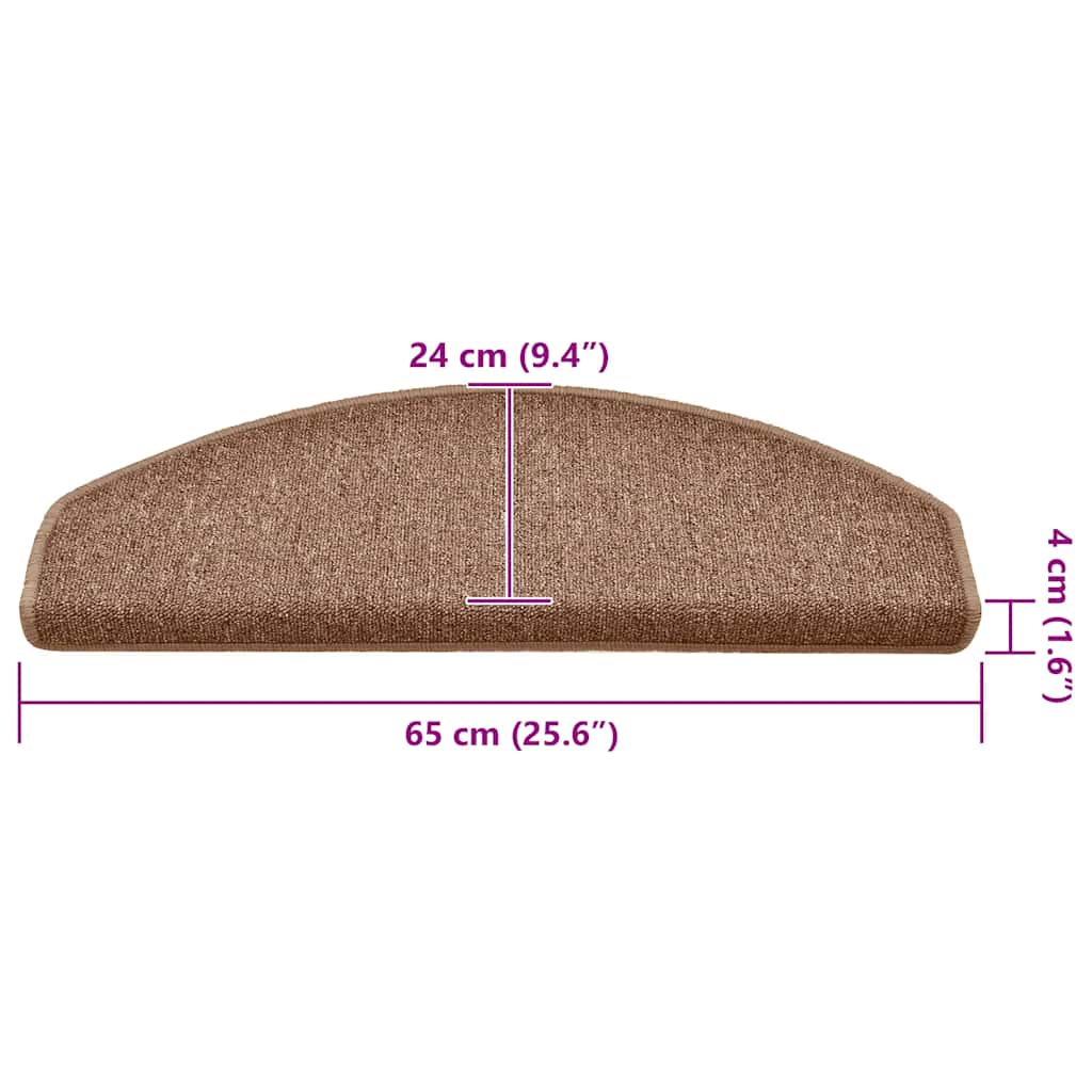 vidaXL Maty na schody 30 szt. 65x24x4 cm Brązowe półokrągłe duże