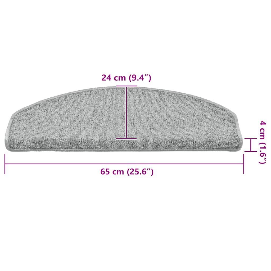 vidaXL Maty na schody 30 szt. 65x24x4 cm Jasnoszare Półokrągłe Duże