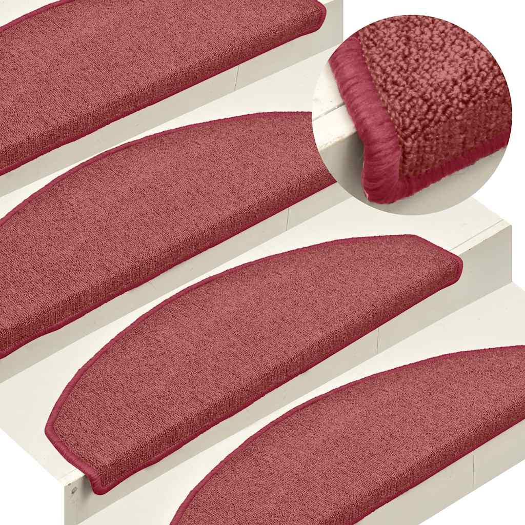 vidaXL Maty na schody 30 szt. 65x24x4 cm Bordeaux Półokrągłe Duże