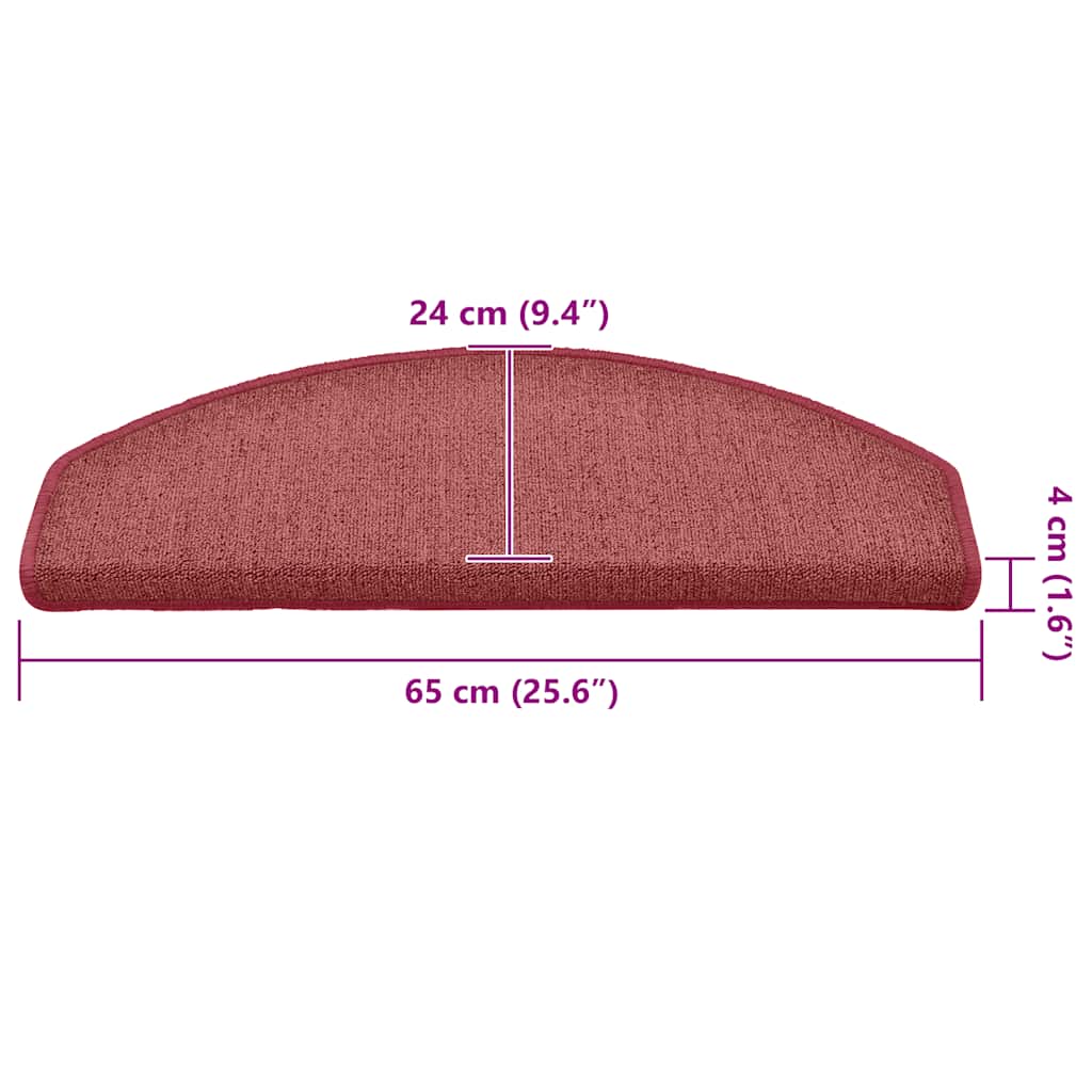 vidaXL Maty na schody 30 szt. 65x24x4 cm Bordeaux Półokrągłe Duże