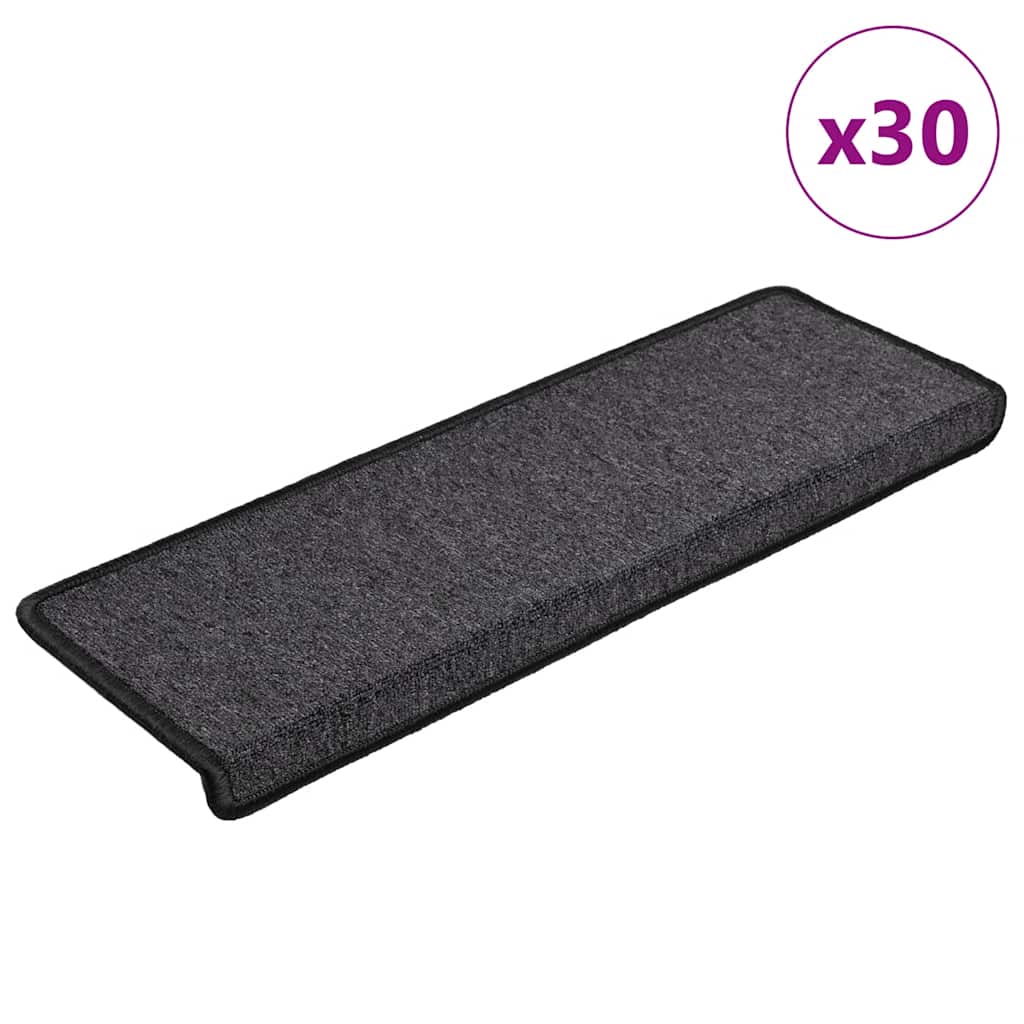 vidaXL Maty na schody 30 szt. 65x21x4 cm Antracytowe, prostokątne krawędzie
