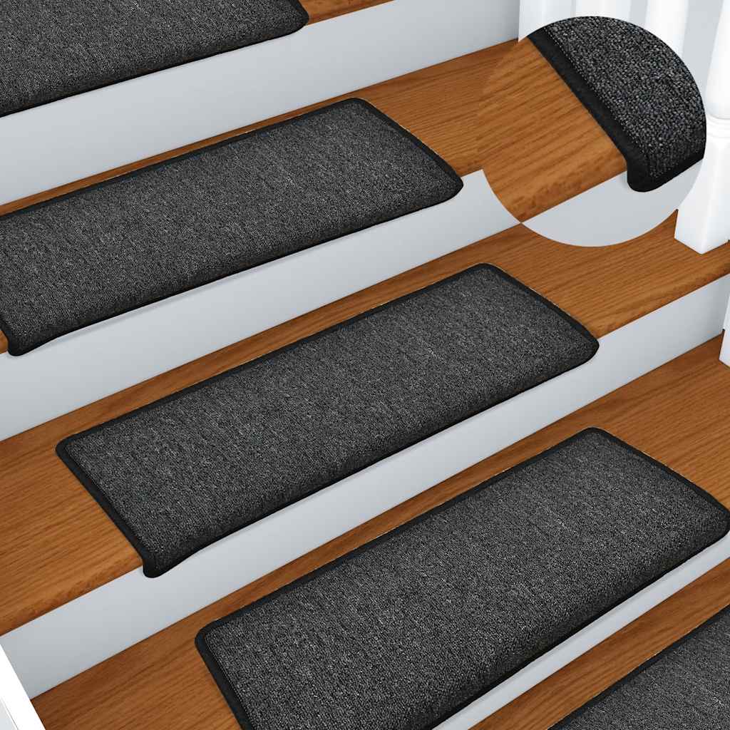 vidaXL Maty na schody 30 szt. 65x21x4 cm Antracytowe, prostokątne krawędzie